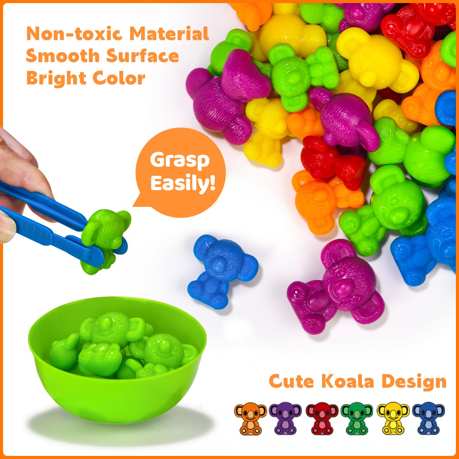 Pairez Toys koala sorting bowls enable color organization and sorting play.