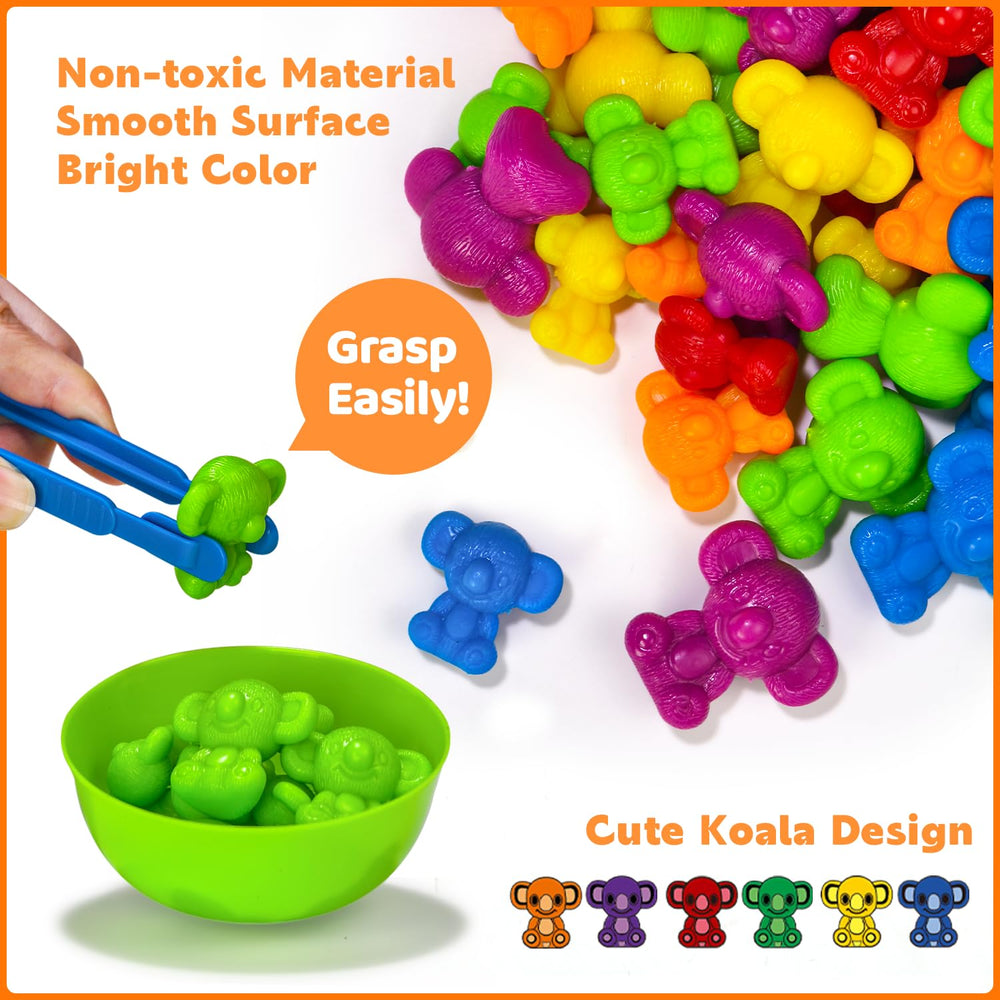 Pairez Toys koala sorting bowls enable color organization and sorting play.