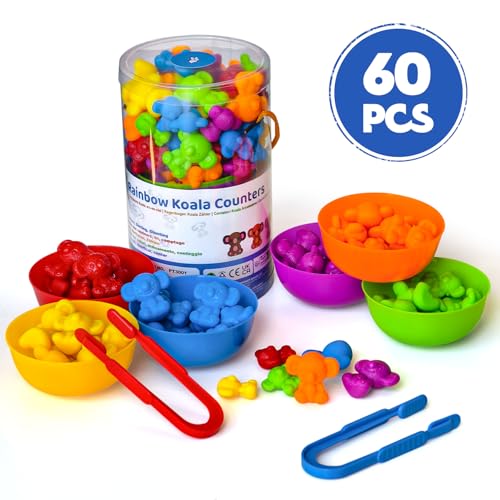 Pairez Toys koalas with six color-sorting bowls for organized play