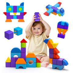 Pairez Toys magnetic blocks large cubes in seven colors support safe toddler building.