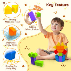 Pairez Toys magnetic blocks six colors brighten playtime and sorting activities.