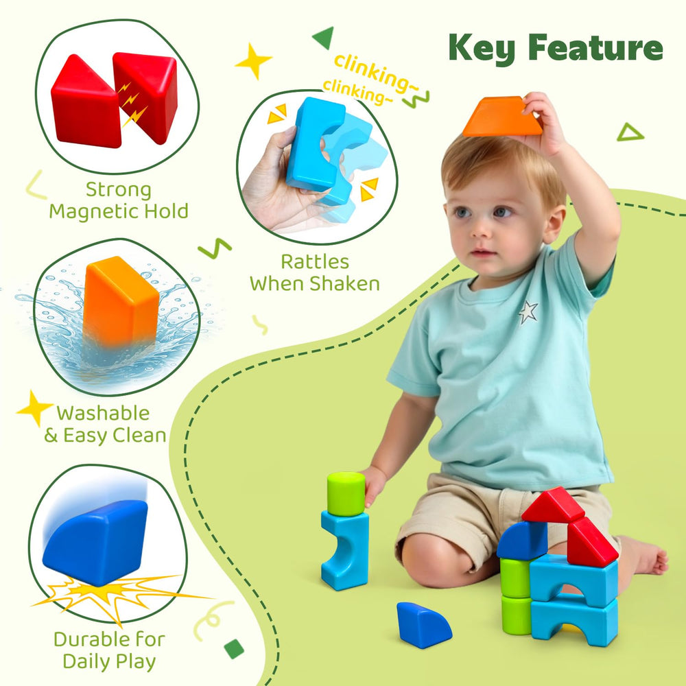 Pairez Toys magnetic blocks geometric shapes encourage stacking and early spatial awareness.