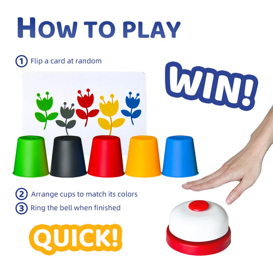Pairez Toys Quick Stacking Cups Game 30 cups promote colorful stacks for visual recognition practice.