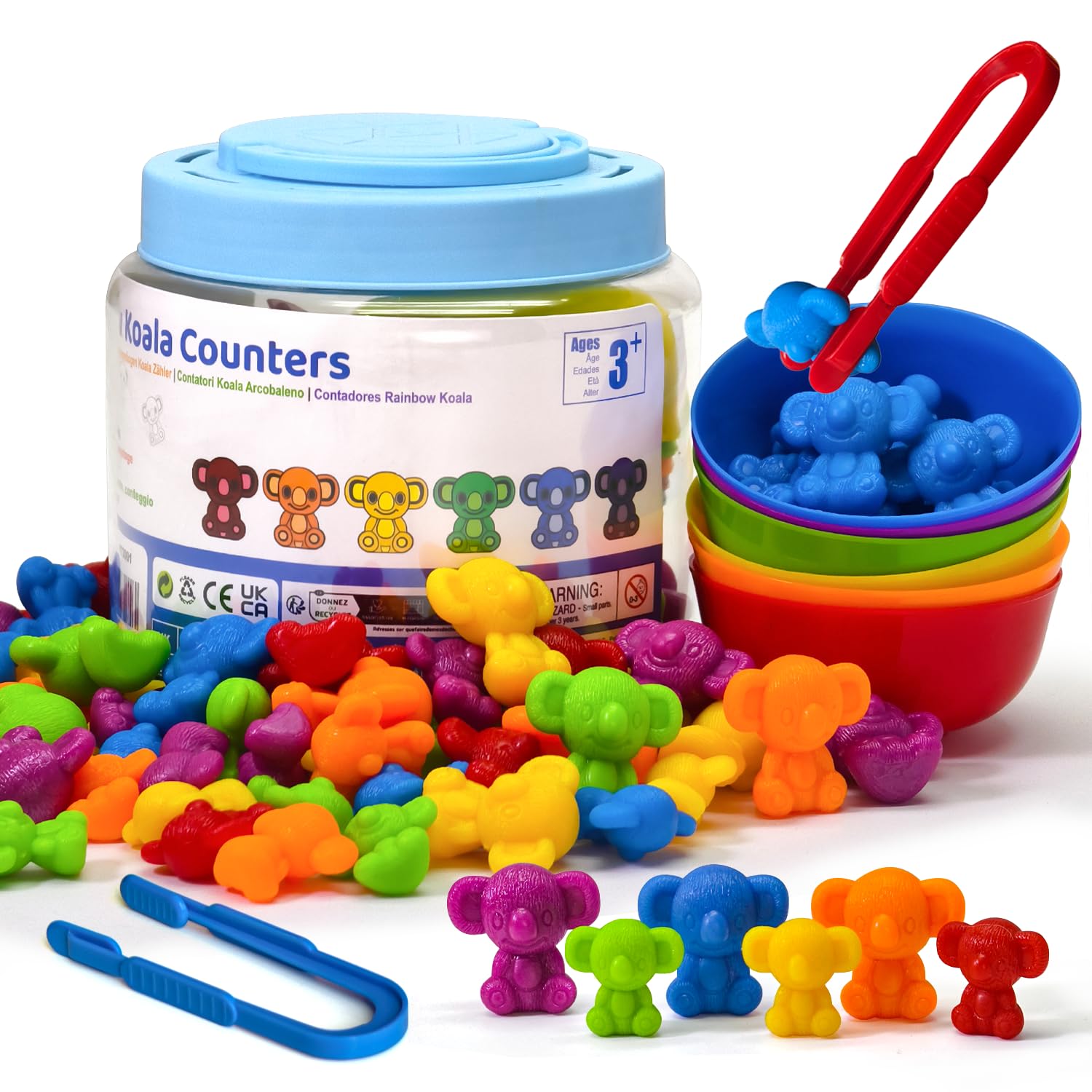 Pairez Toys rainbow koalas 60-counting set for early math exploration at home