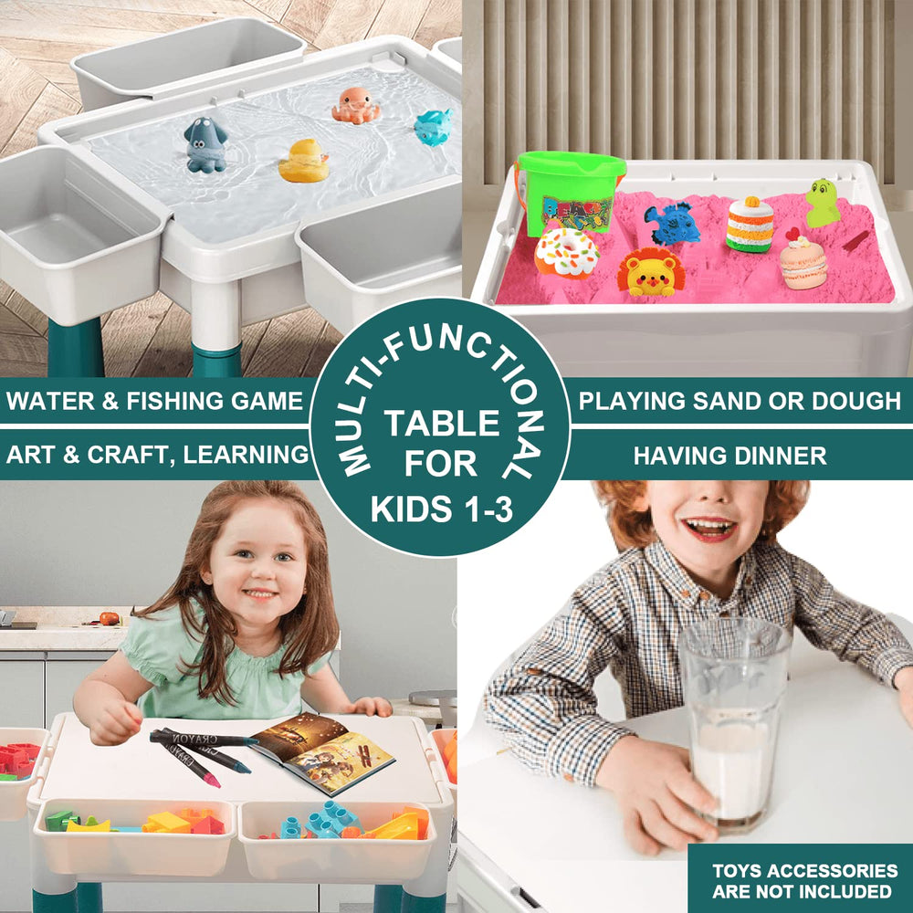 Pairez Toys small activity table sand-and-water setup invites sensory exploration.