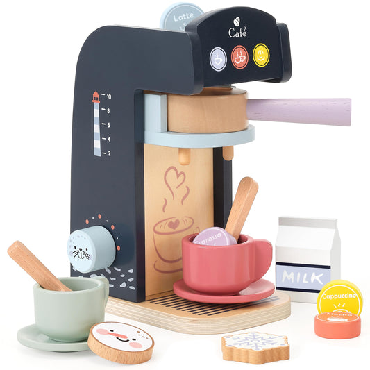 PairPear coffee machine side knob in use for pretend play and fine motor skills.