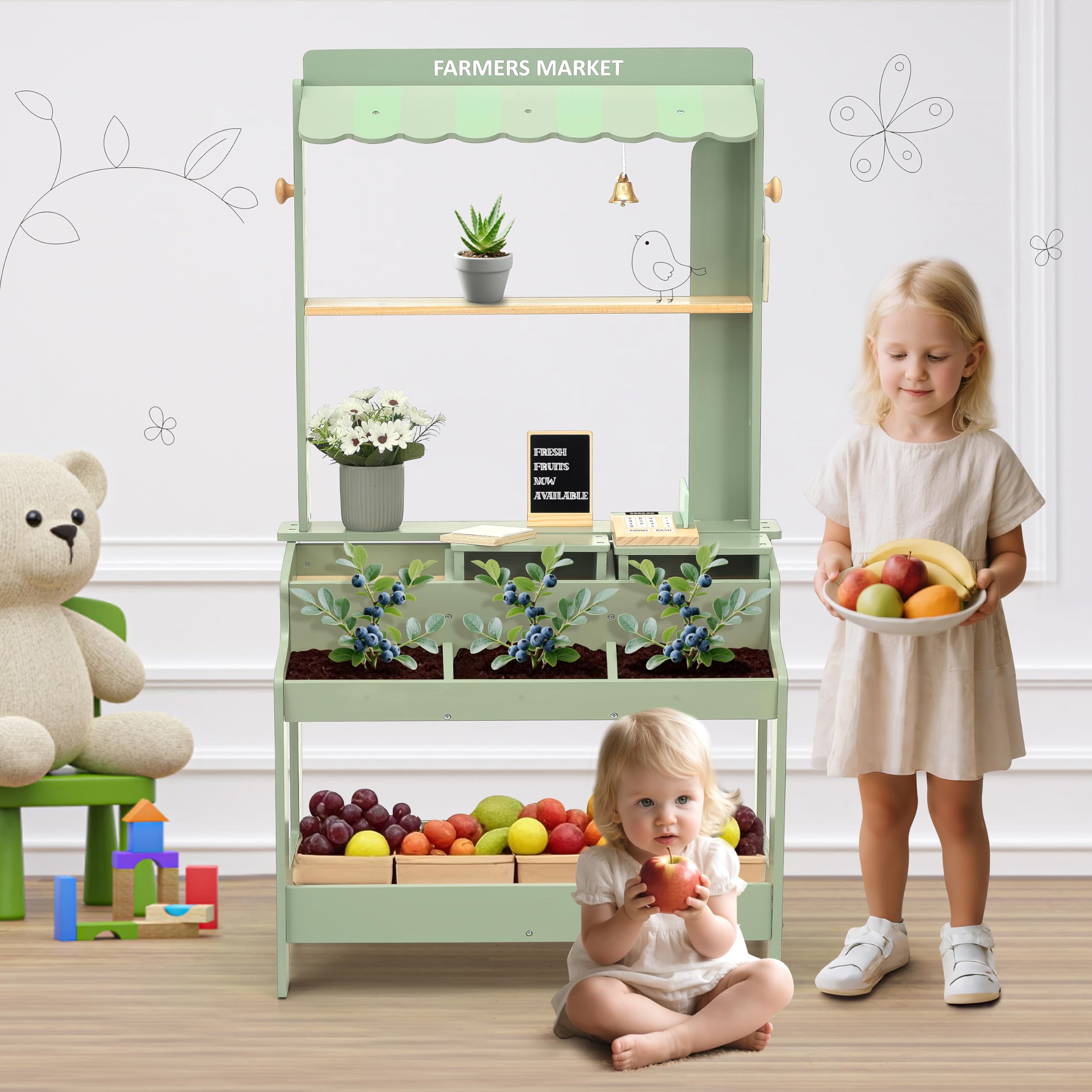 PairPear double-sided chalkboard for pricing and menus in play.
