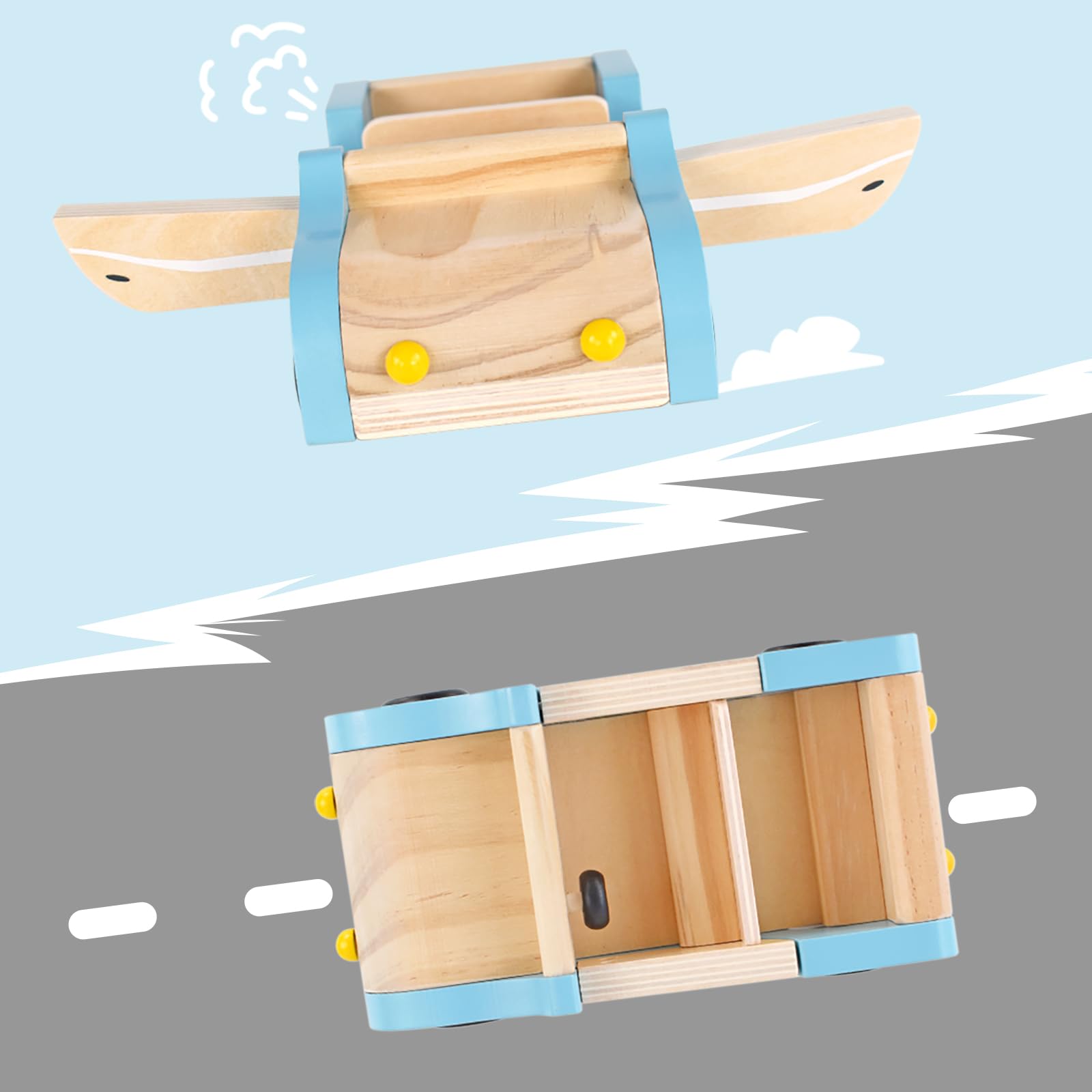 PairPear wooden car features safe rounded edges for little hands