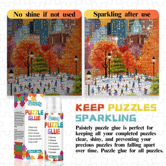 Paistely puzzle glue scraper tool provides precise, bubble-free coating across the puzzle surface.
