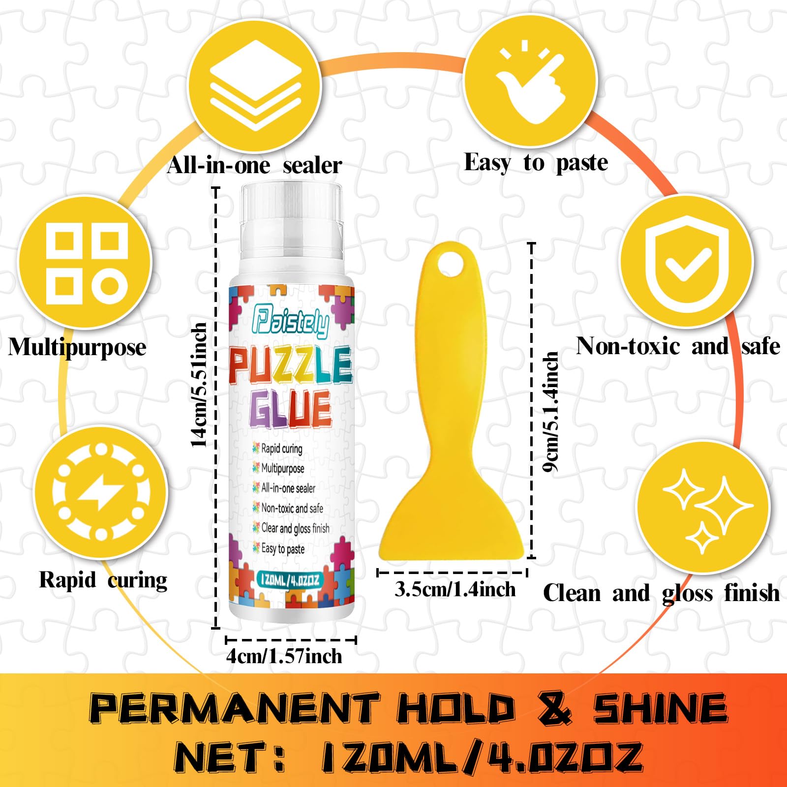 Paistely puzzle glue transparent gloss coating for long-lasting puzzle display.