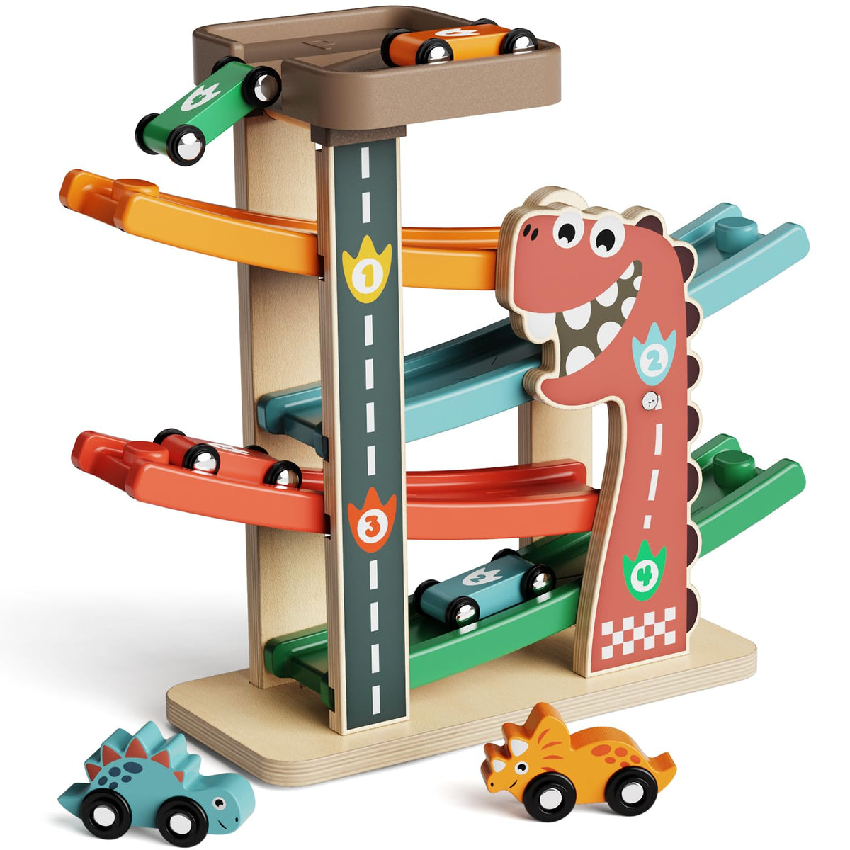 Paisure car ramp with large parking lot boosts toddler coordination.