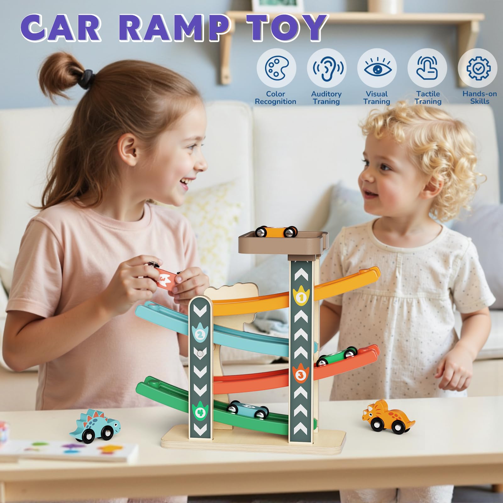 Paisure rainbow ramps provide colorful paths for racing fun.