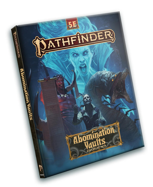Paizo Abomination Vaults 5E hardcover cover shows megadungeon campaign ready for play