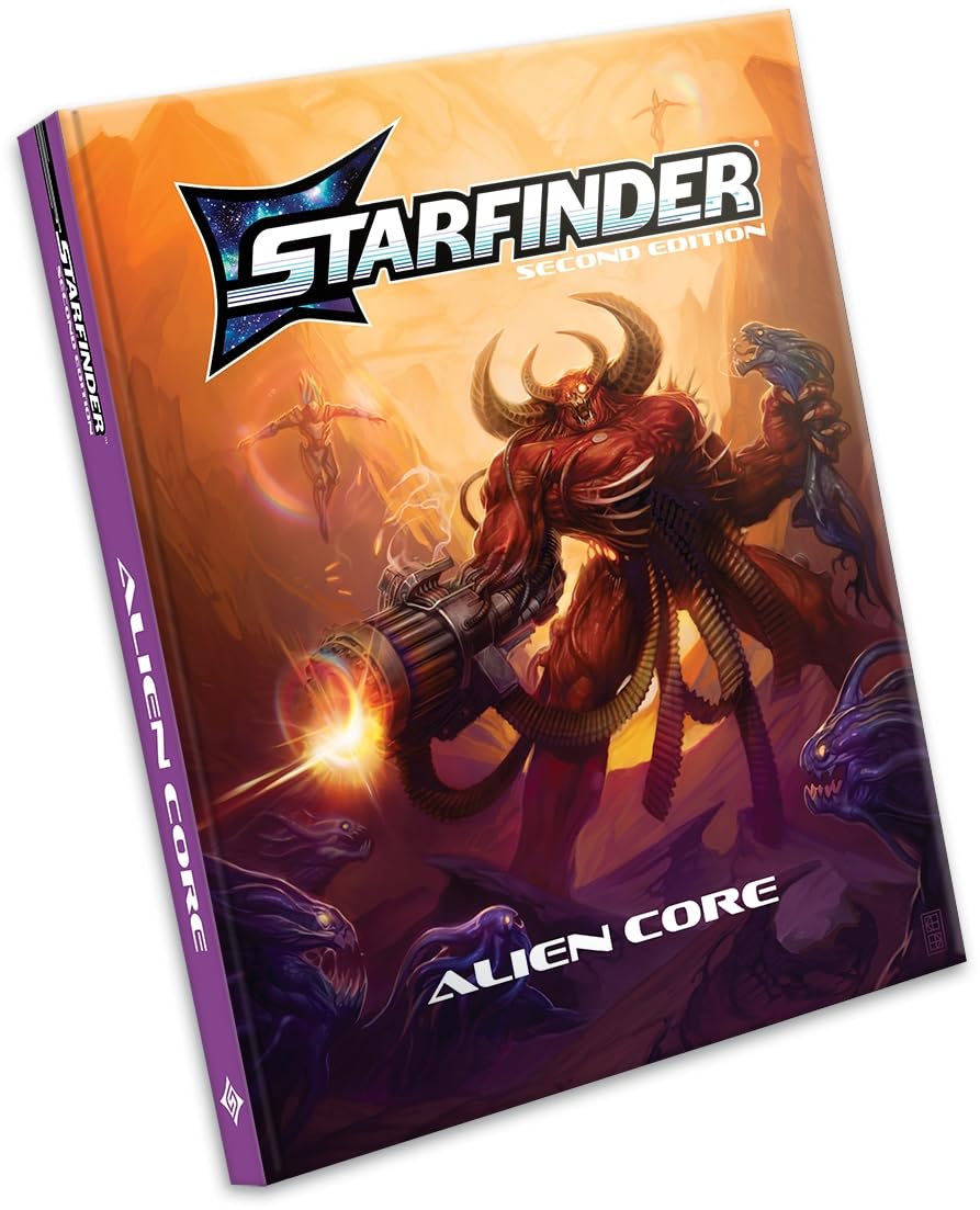 Paizo Starfinder Alien Core Hardcover cover showcases a complete alien compendium for sci-fi adventures.