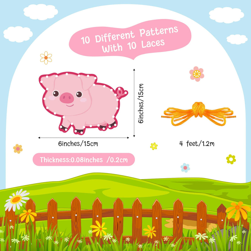 Pajean double-sided lacing cards offer varied patterns for extended imaginative play.