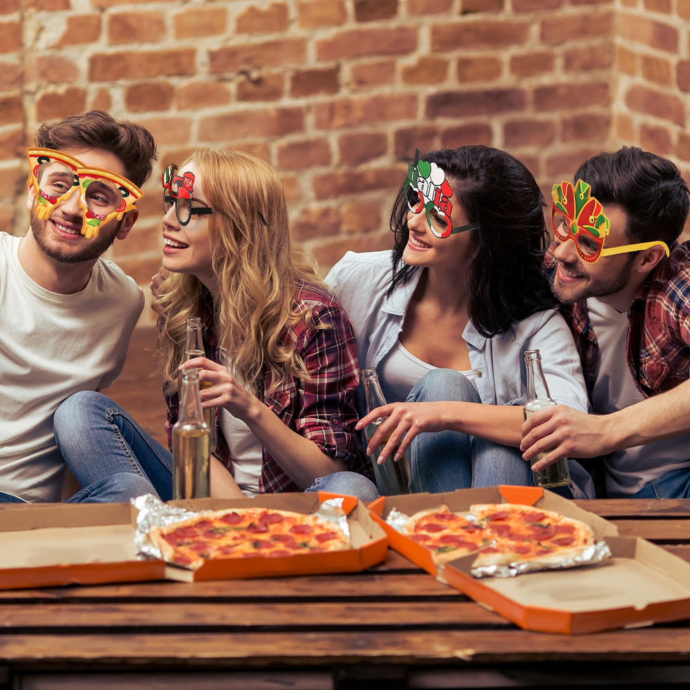 Pajean Italian party glasses pizza pattern boosts Italy theme vibes