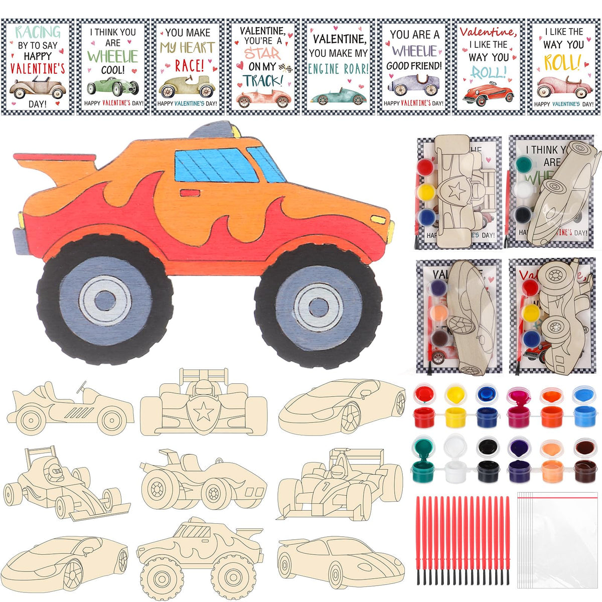Pajean race car wood cards ready for painting and gifting