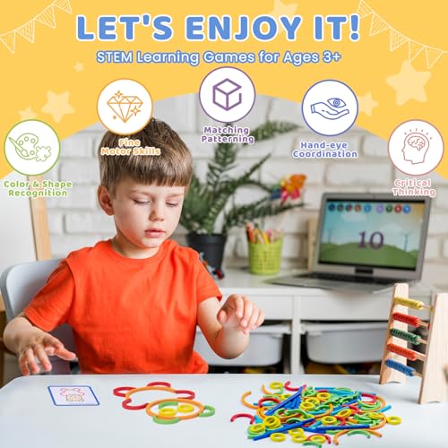 Pajojoqa colorful sticks and rings stimulating creativity and pattern building