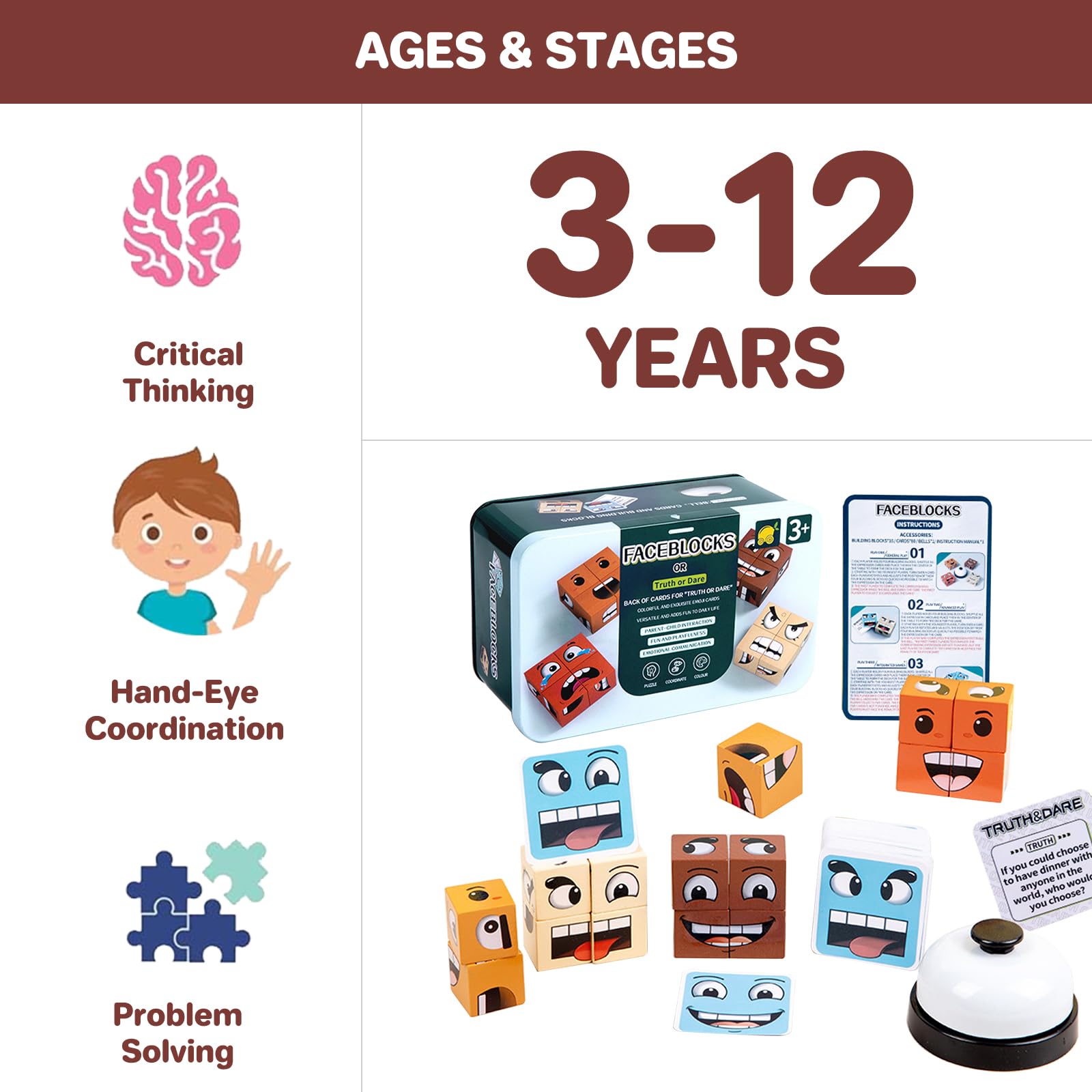Pajojoqa Face Blocks for kids and adults; promotes screen-free fun and interaction.