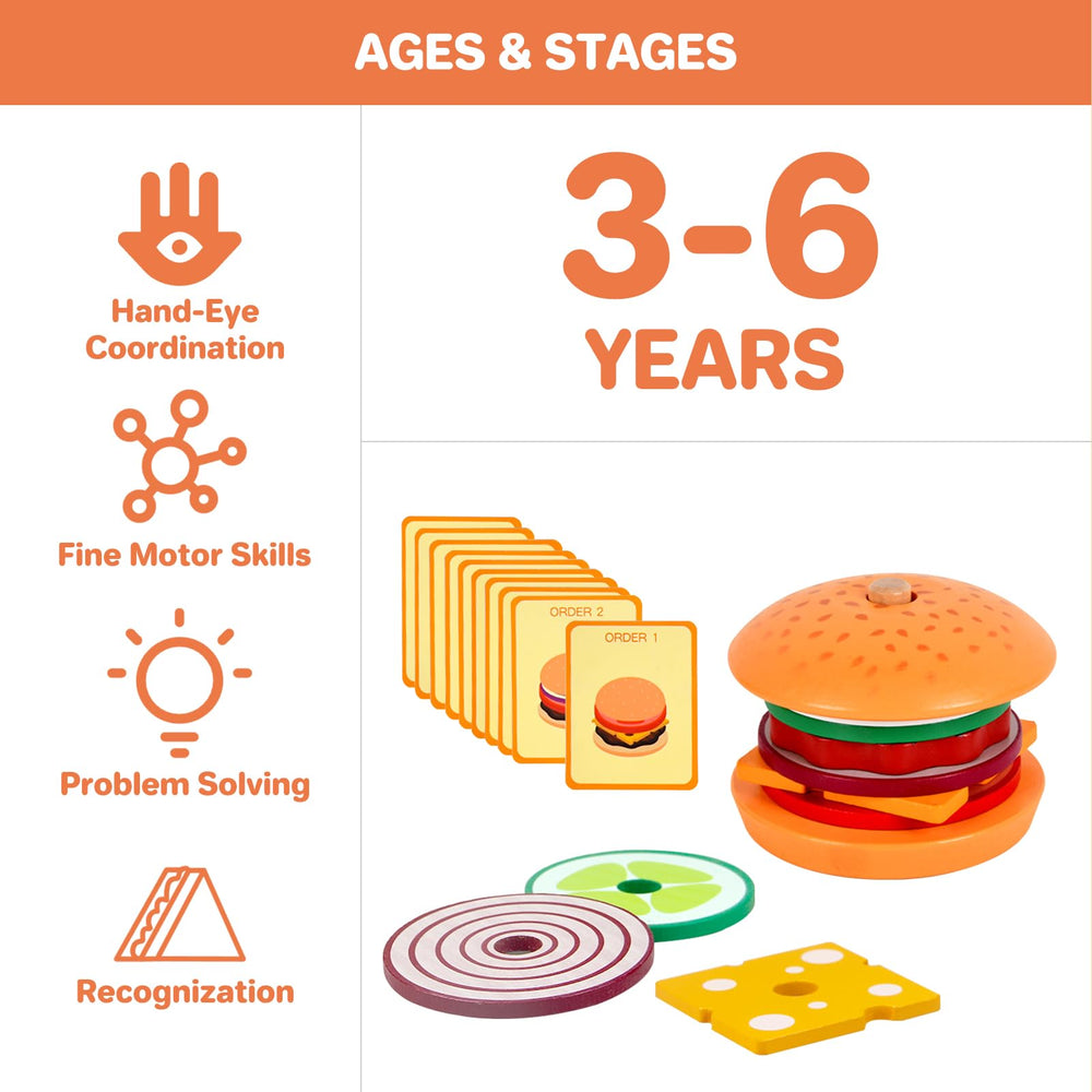 Pajojoqa wooden burger travel-friendly design for on-the-go learning