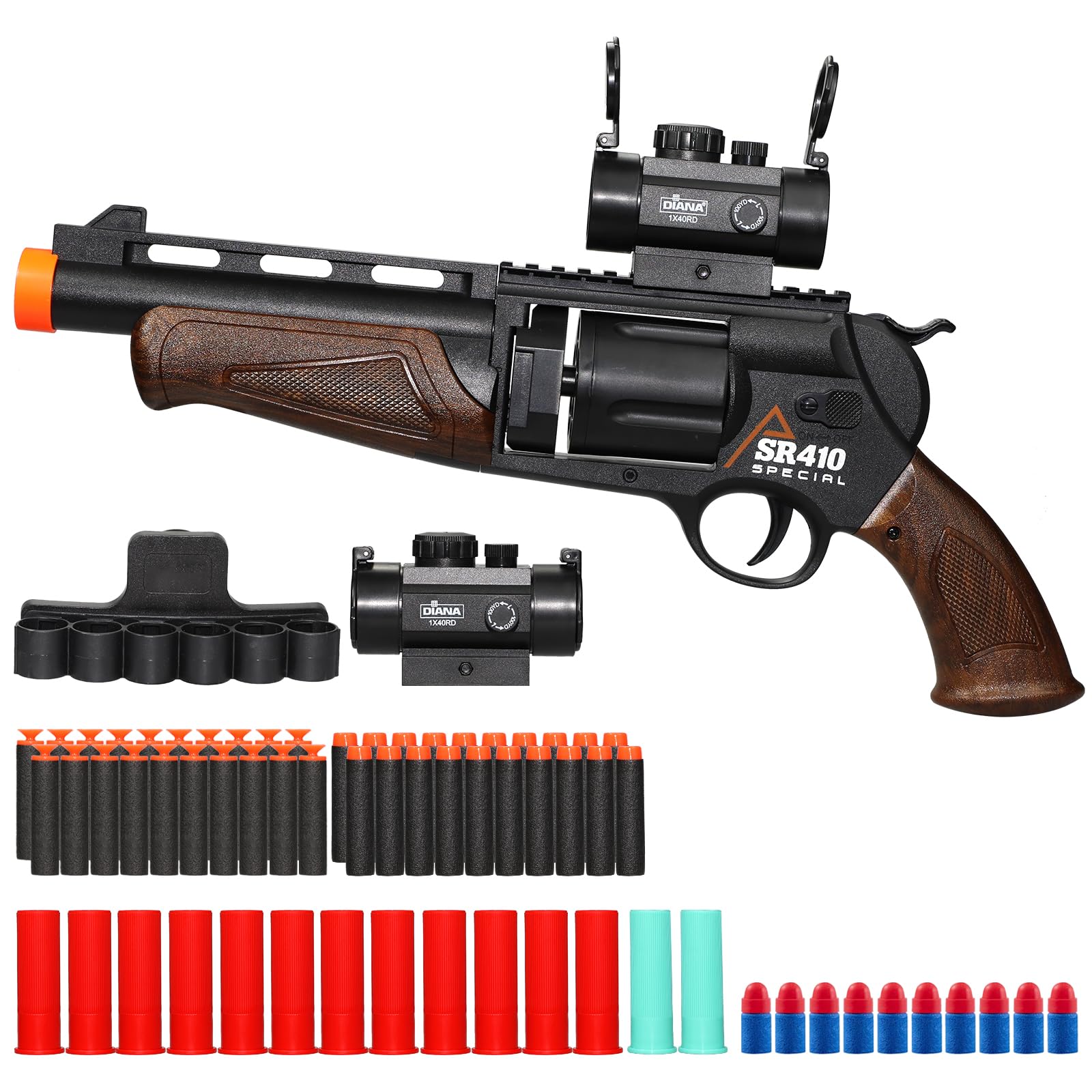 Pakimio large revolver toy gun with scope for accurate targets during outdoor play