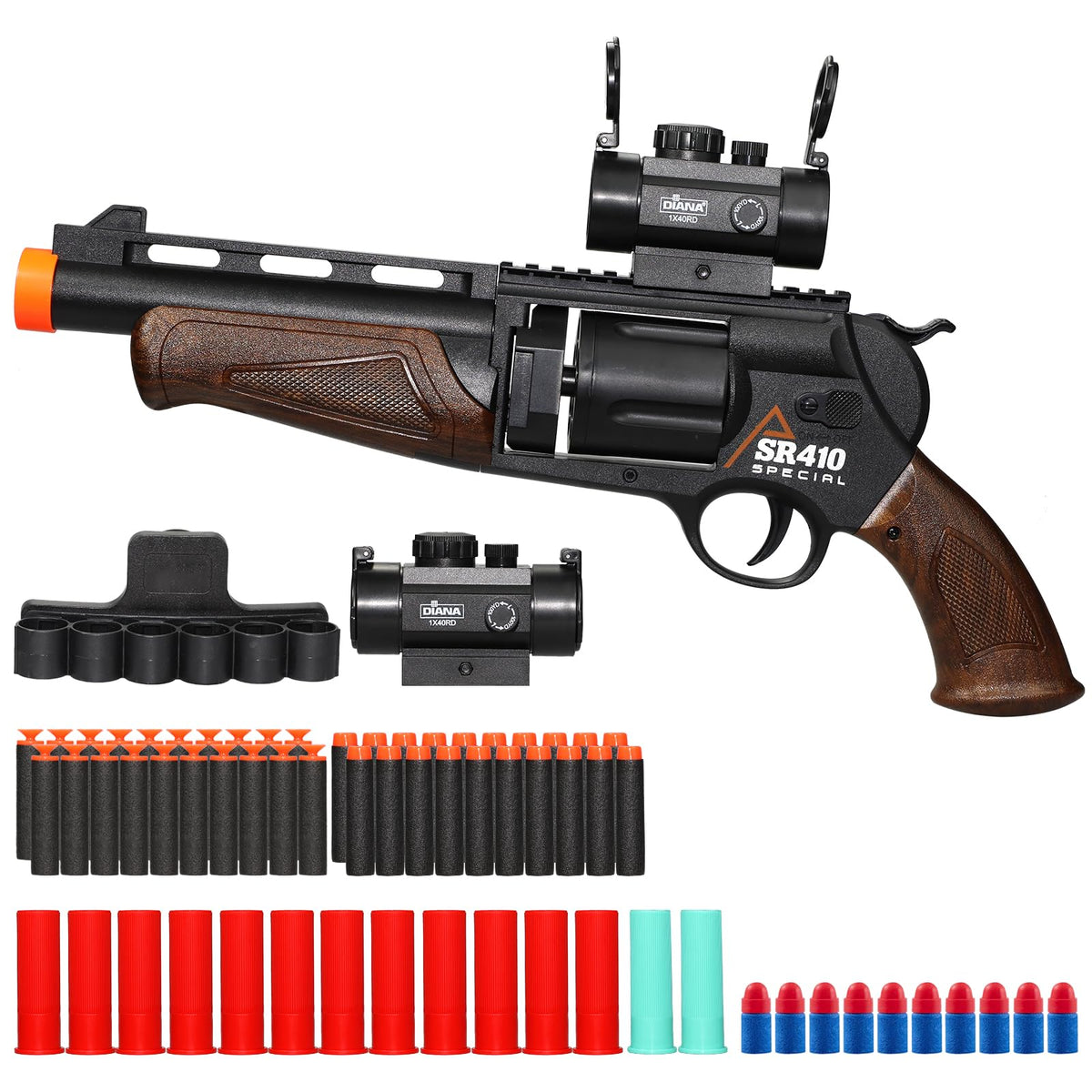 Pakimio large revolver toy gun with scope for accurate targets during outdoor play