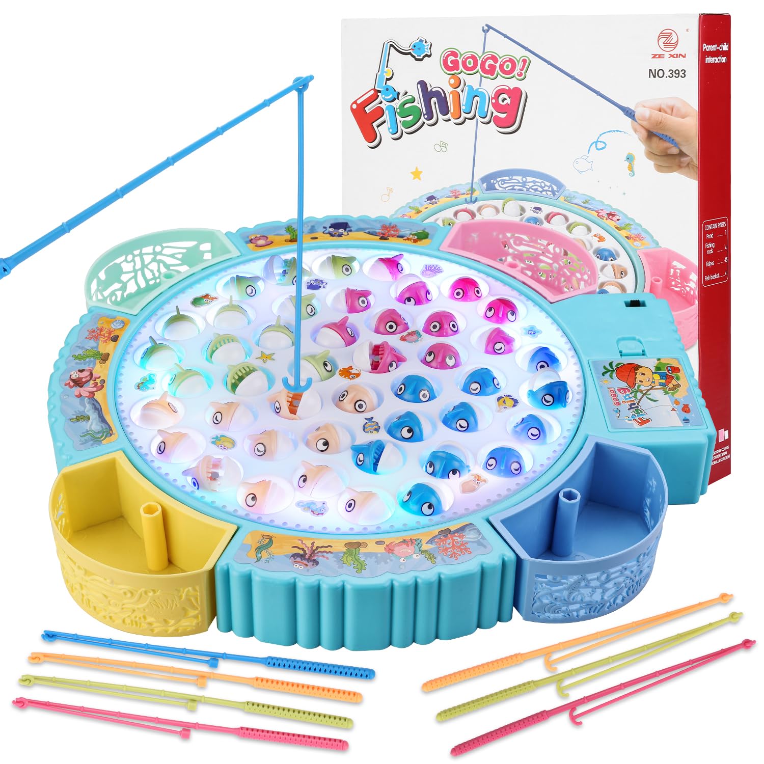 Pakoo light-up fishing game board glows for engaging play