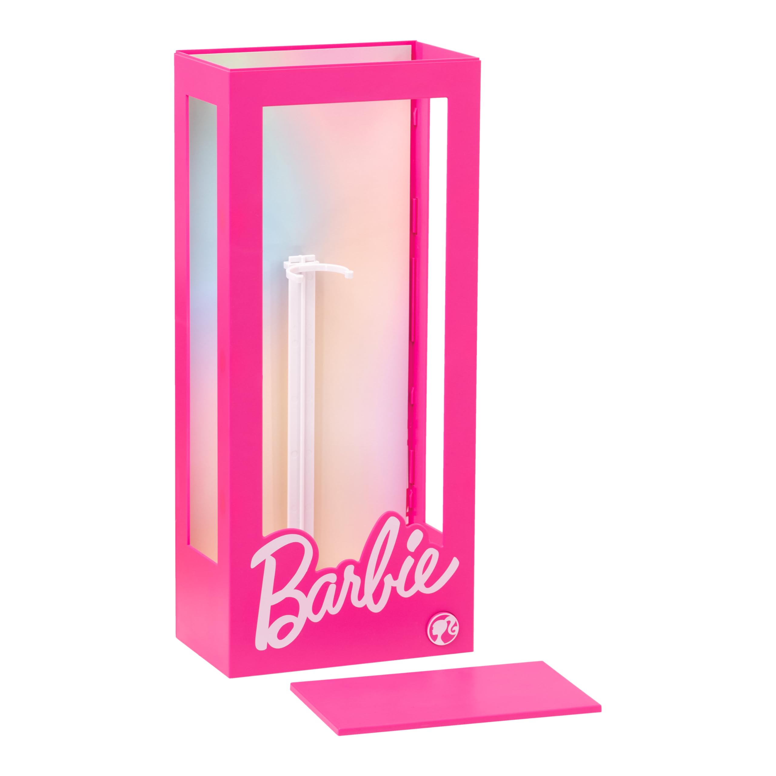 Paladone display case includes a stand to keep dolls upright.
