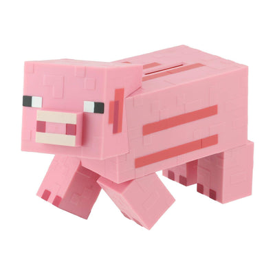 Paladone Minecraft Pig Money Bank pink front view for fan decor.