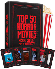 Palettes and Prints cover design for Premium Top 50 Horror Scratch-Off Cards, great for display and gifting.