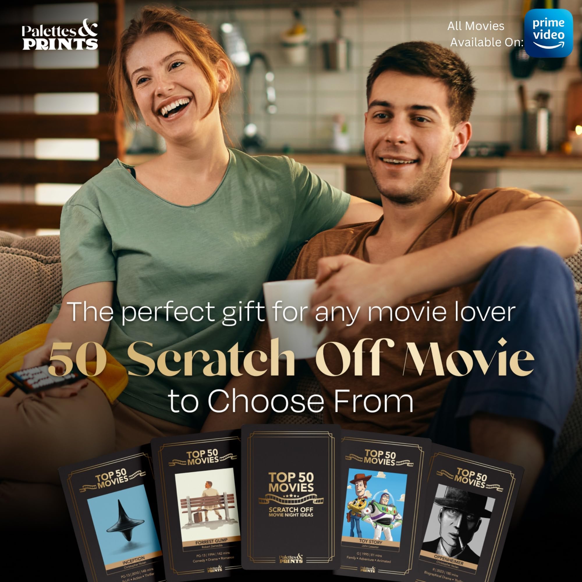 Palettes and Prints scratch-off cards with hints guide anticipation of the next film.