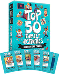 Palettes and Prints Top 50 Family Activities deck with colorful scratch-off cards for bonding