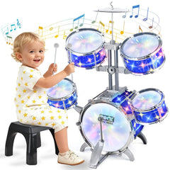 PaLeyFer upgraded kids drum set with lights engaging toddlers in musical play