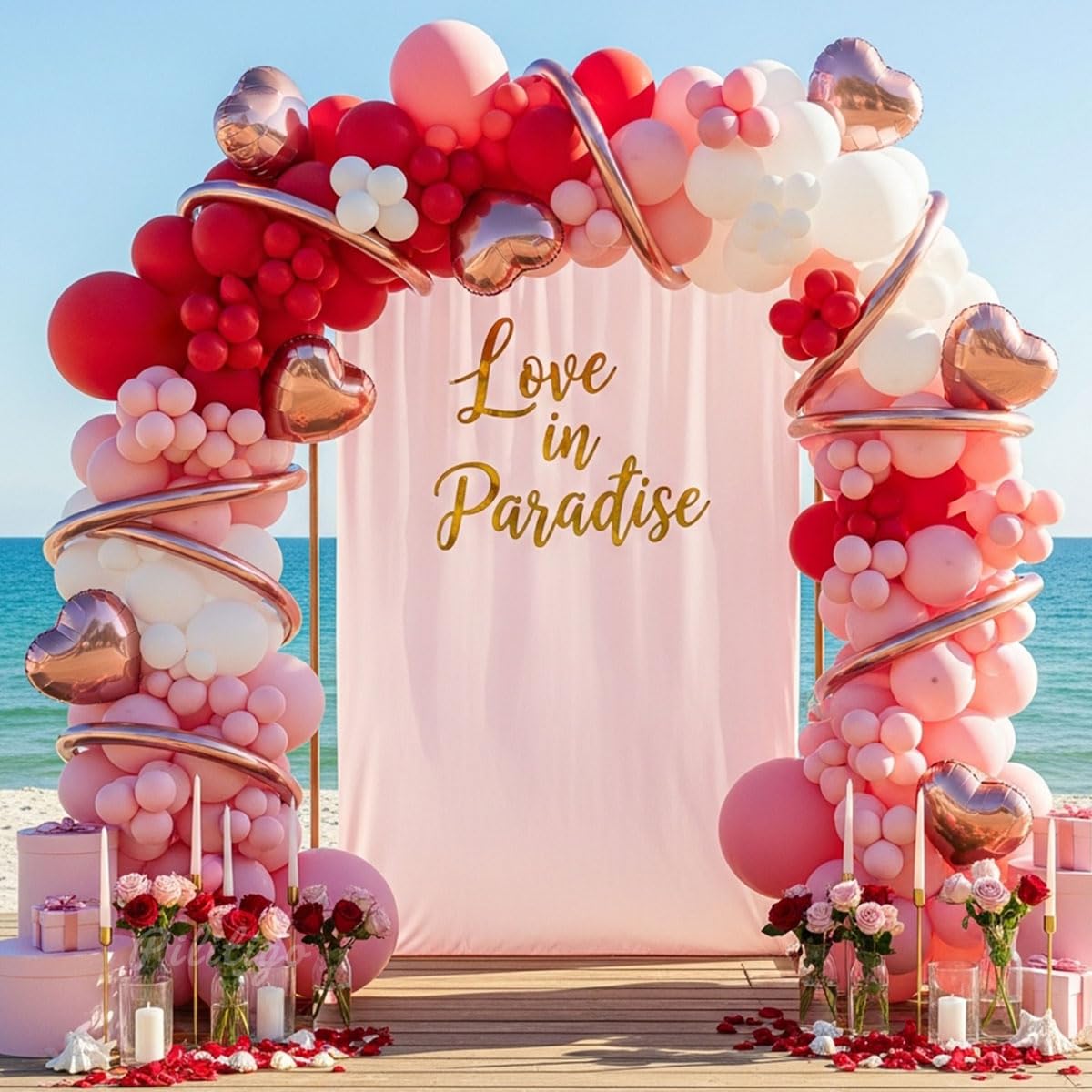Palitigo rose gold heart foil balloons add elegant accents for weddings or anniversaries.