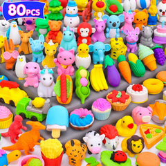 Palmatte mini animal erasers bulk in bright colors for classroom prizes.