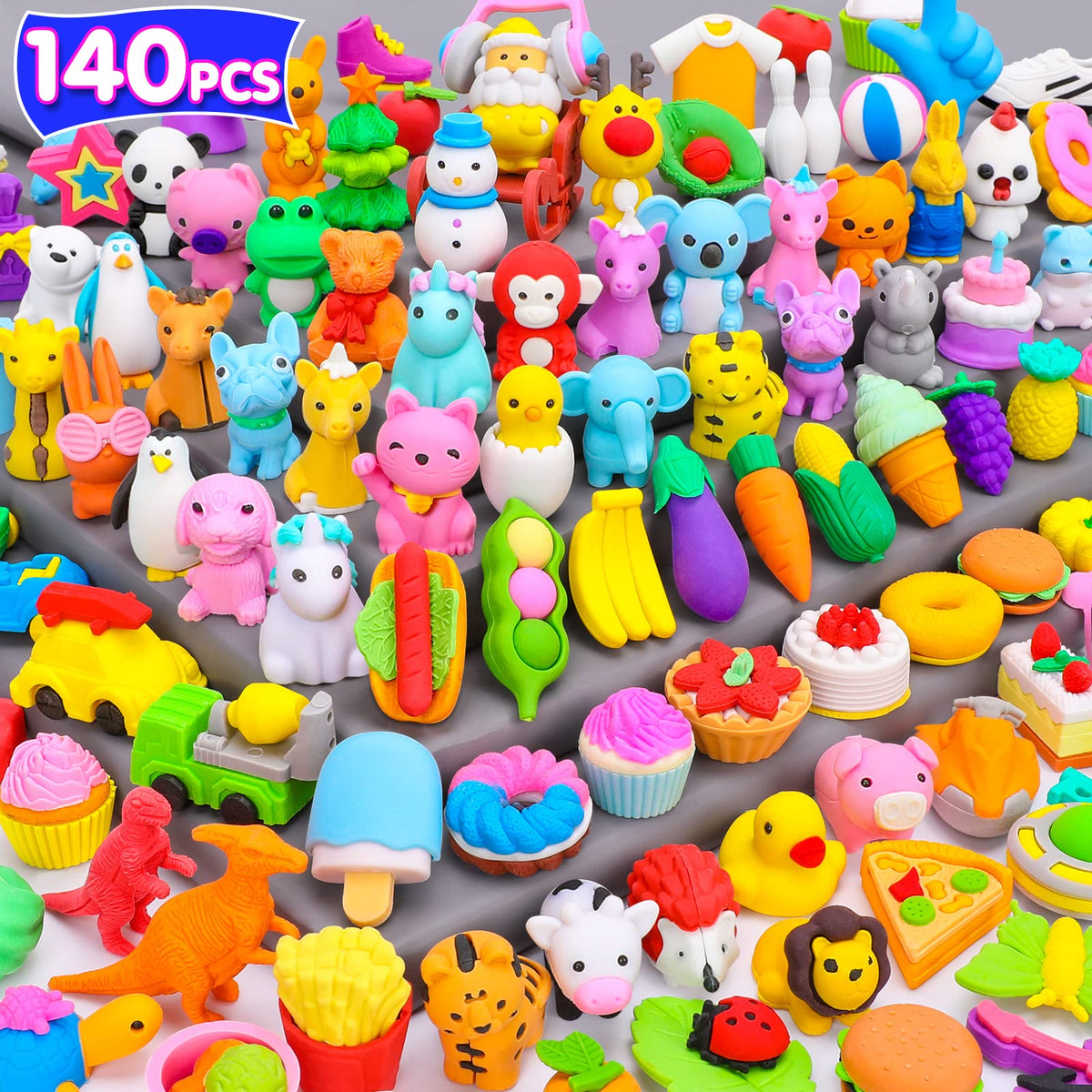Palmatte mini animal erasers pack showing assorted classroom rewards