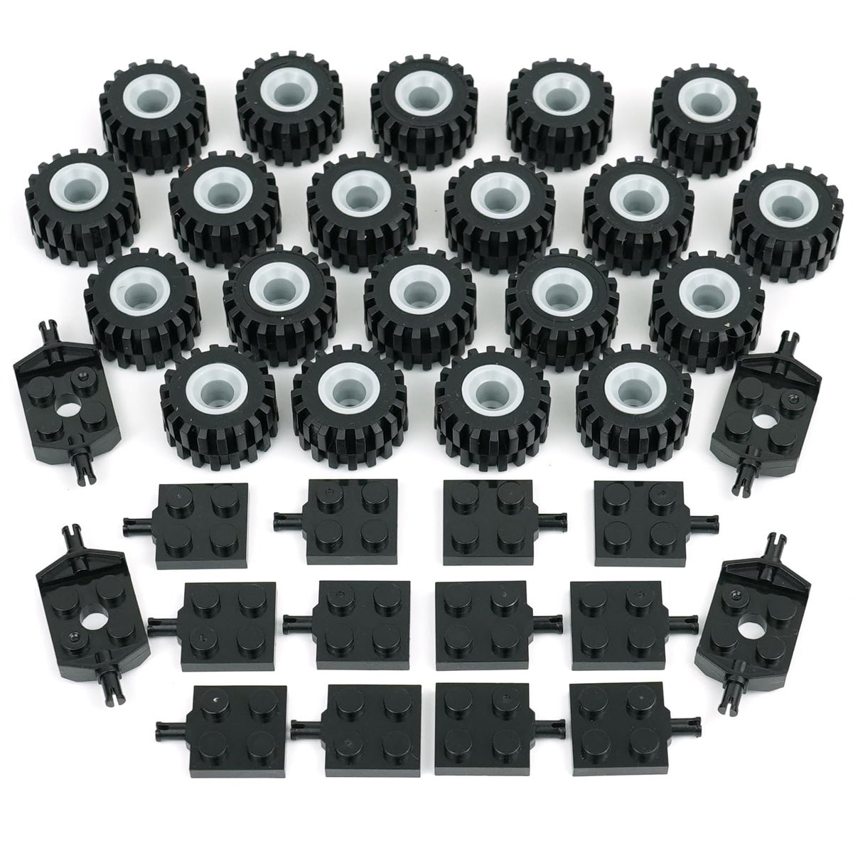 Pamvava 56-piece tires wheels axles set for versatile brick builds