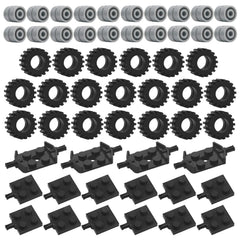 Pamvava black tires with light-gray hubs for sturdy brick vehicle builds
