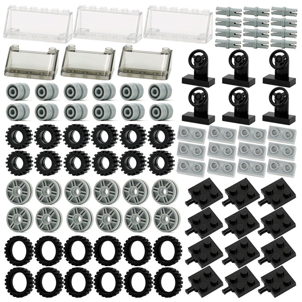 Pamvava Wheels and Axles 102-piece set overview for creative STEM play