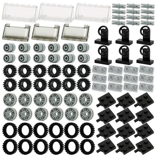 Pamvava Wheels and Axles 102-piece set overview for creative STEM play