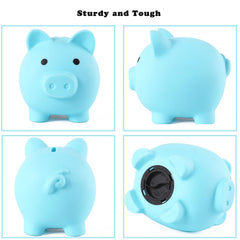 PandaEar piggy bank blue durable plastic communicates safety and longevity.