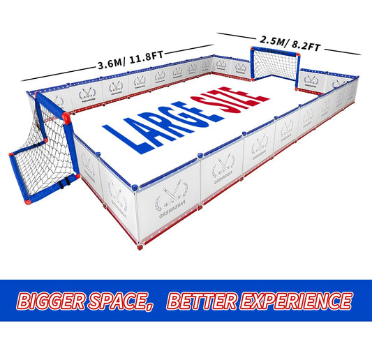 Pandahero knee hockey rink set assembled on floor for quick games