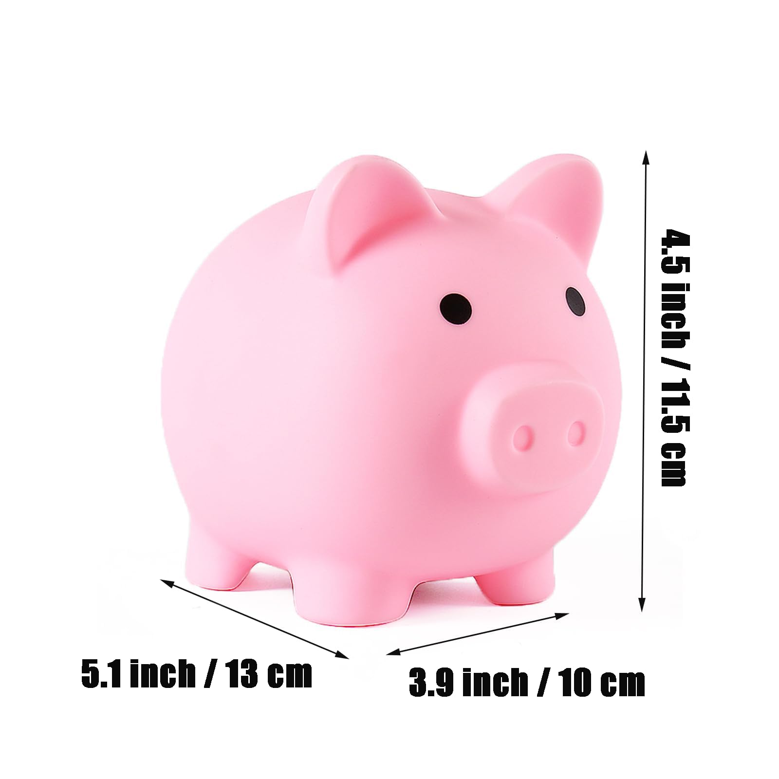 PandaEar Piggy Bank pink with coins inside illustrates spacious capacity for savings.