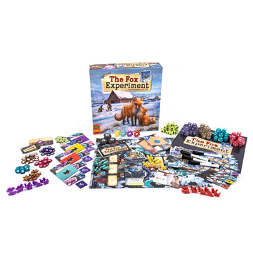Pandasaurus Games The Fox Experiment shows pups and cards driving evolution.