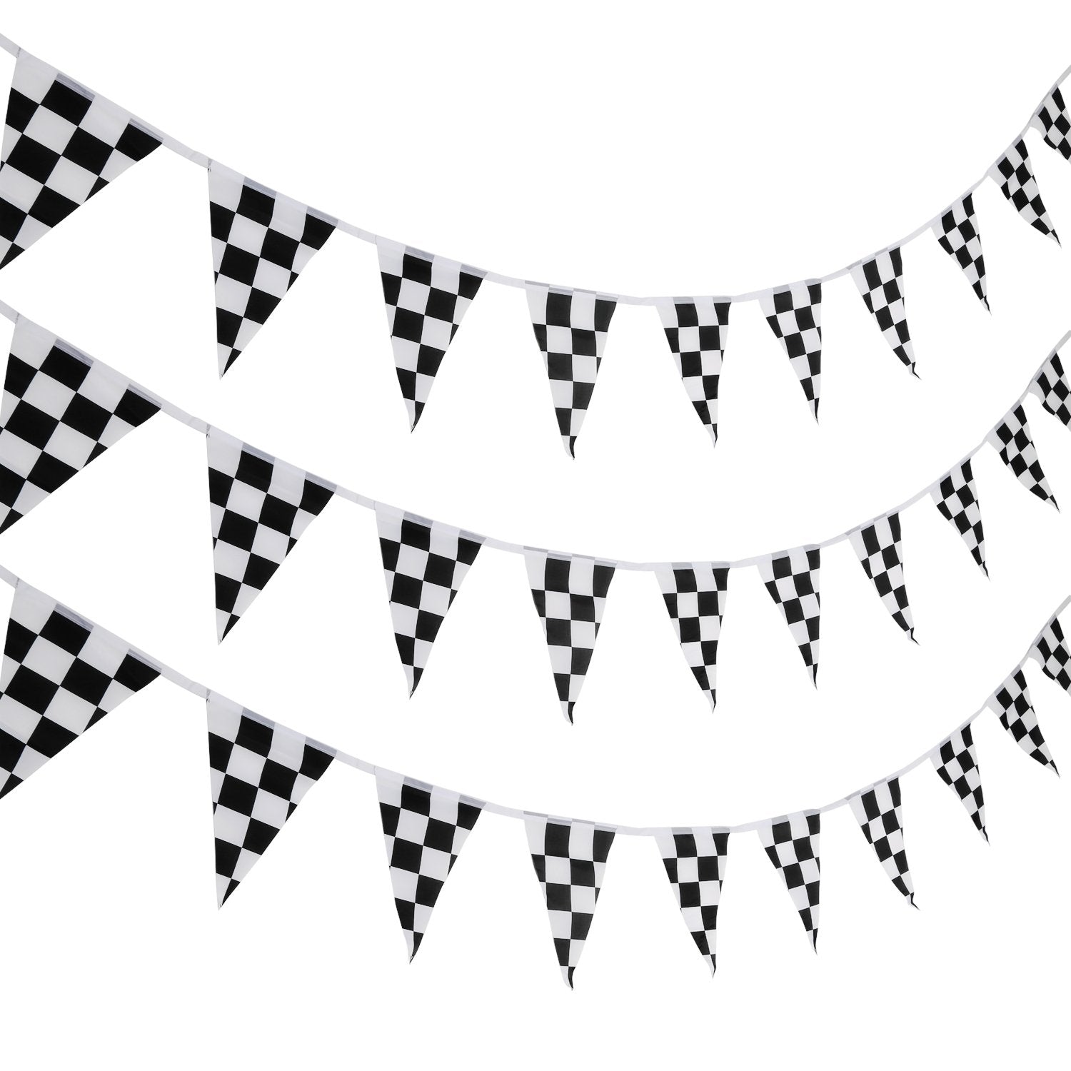 Pangda 10m checkered pennant banner for indoor or outdoor race party decor.