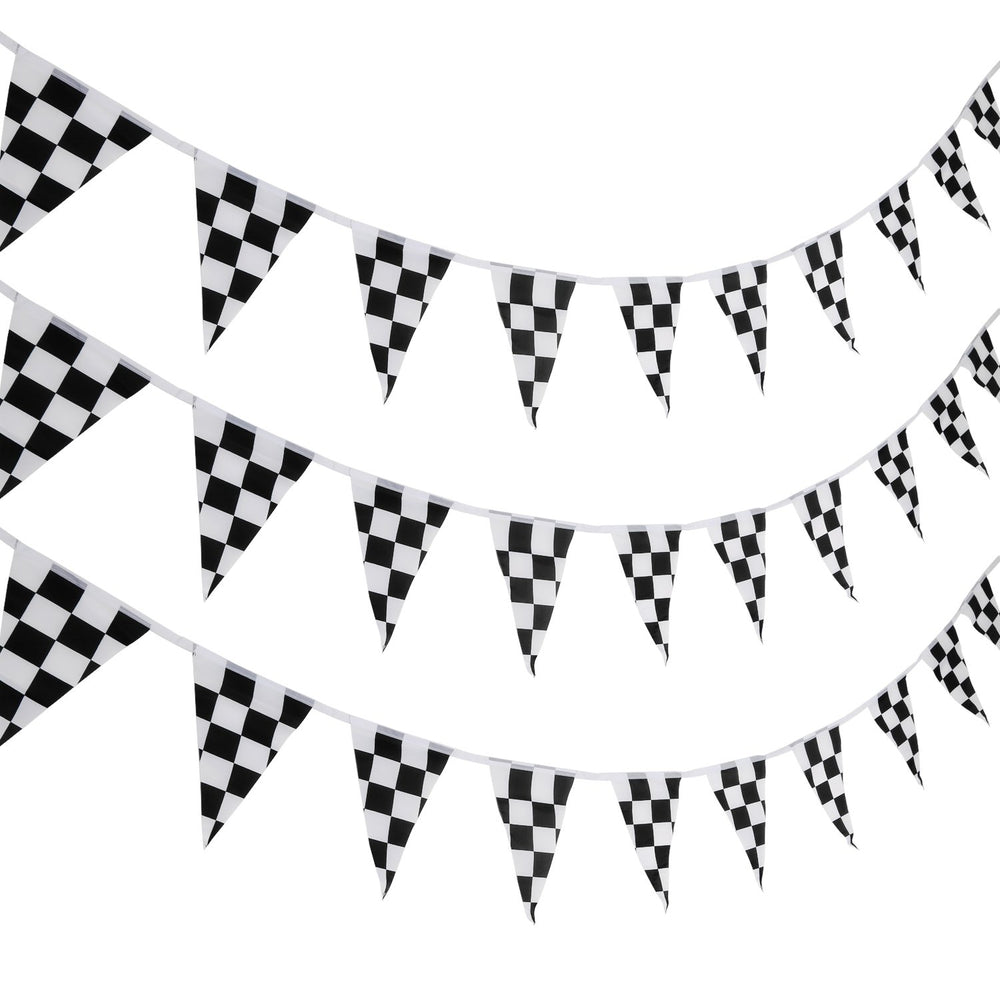 Pangda 10m checkered pennant banner for indoor or outdoor race party decor.