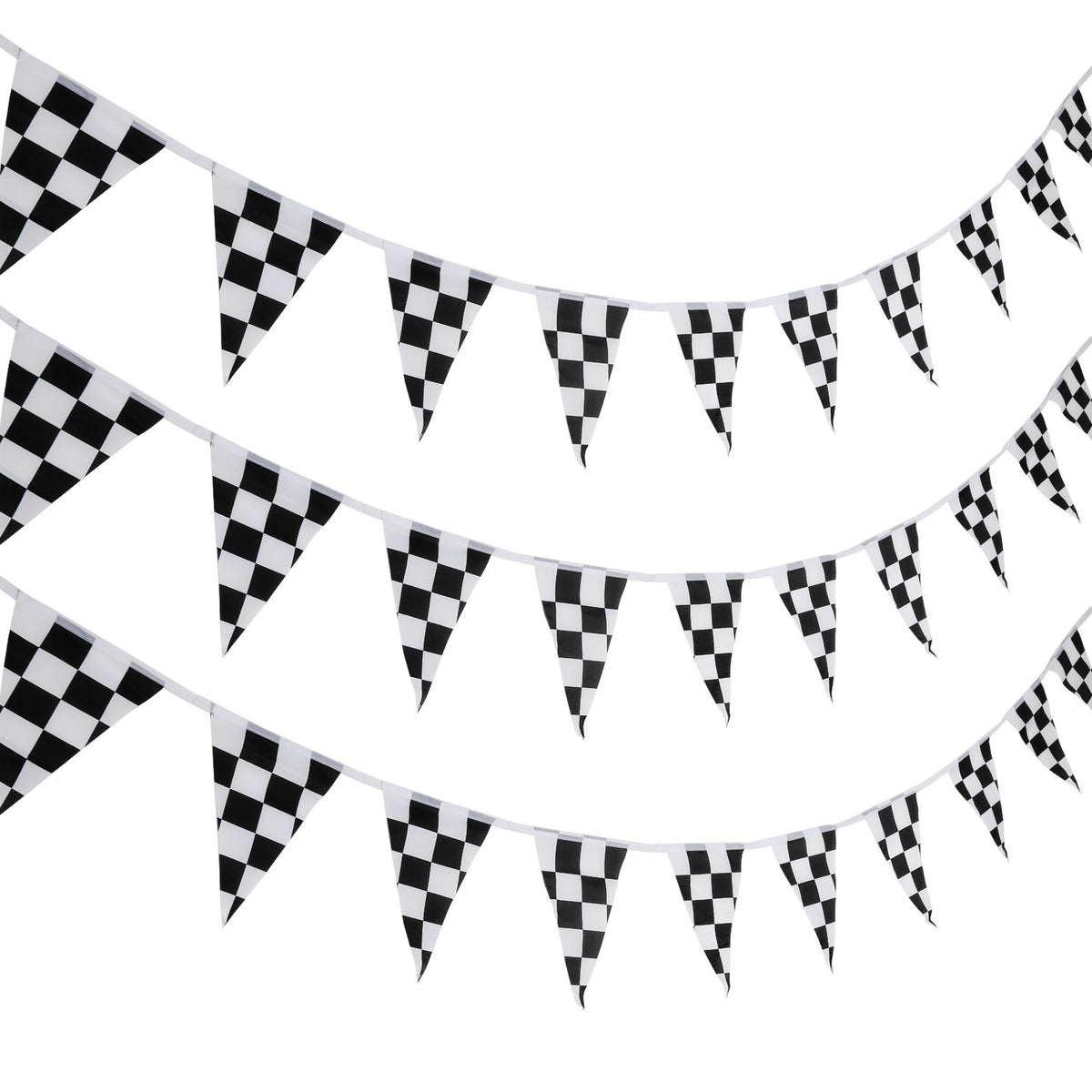 Pangda 10m checkered pennant banner for indoor or outdoor race party decor.