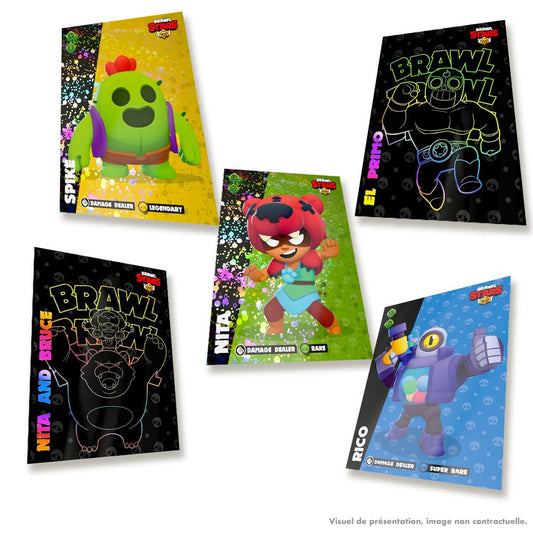 Panini Brawl Stars trading cards pack of six, perfect for quick booster opens.