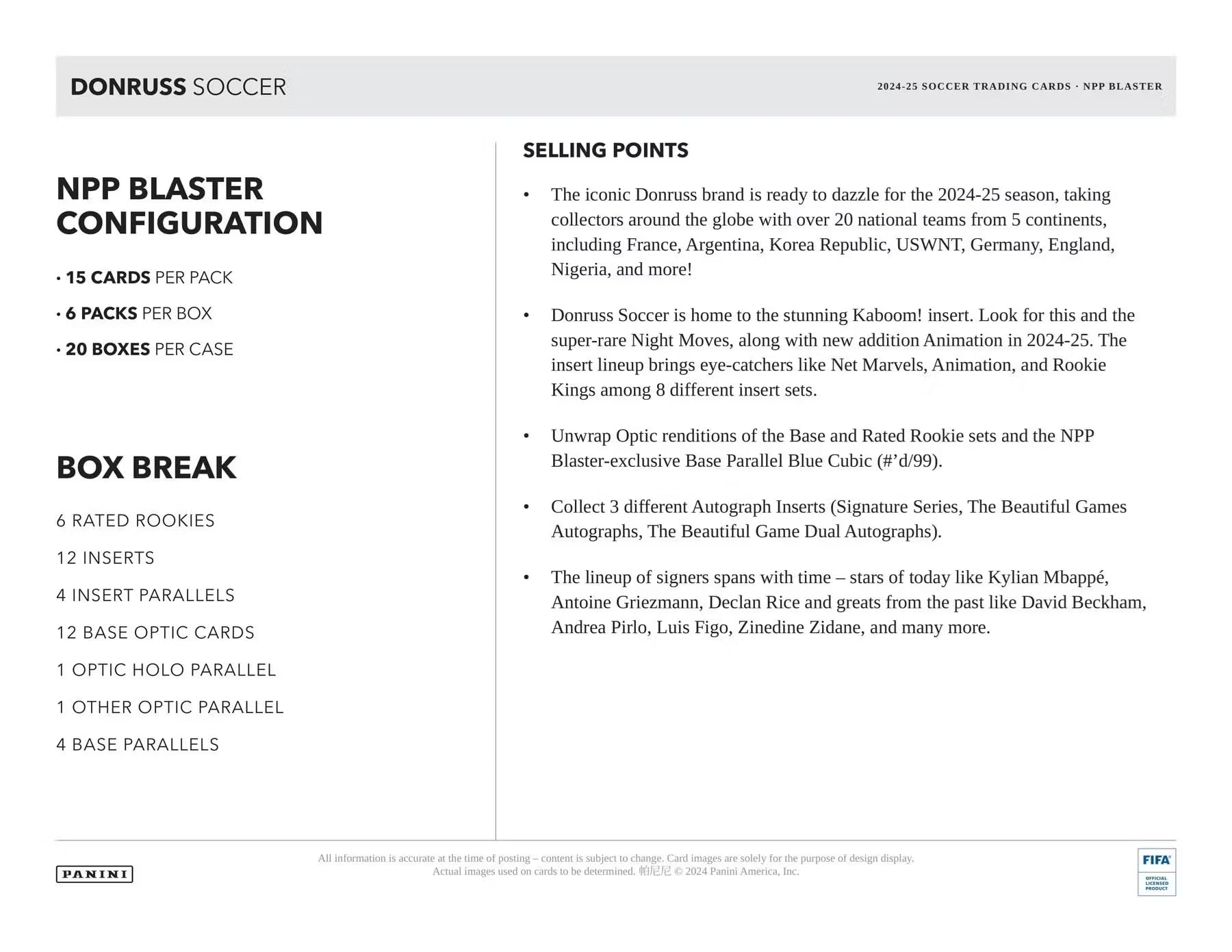 Panini Donruss Soccer 2024-25 rookie cards display six Rated Rookies per box.