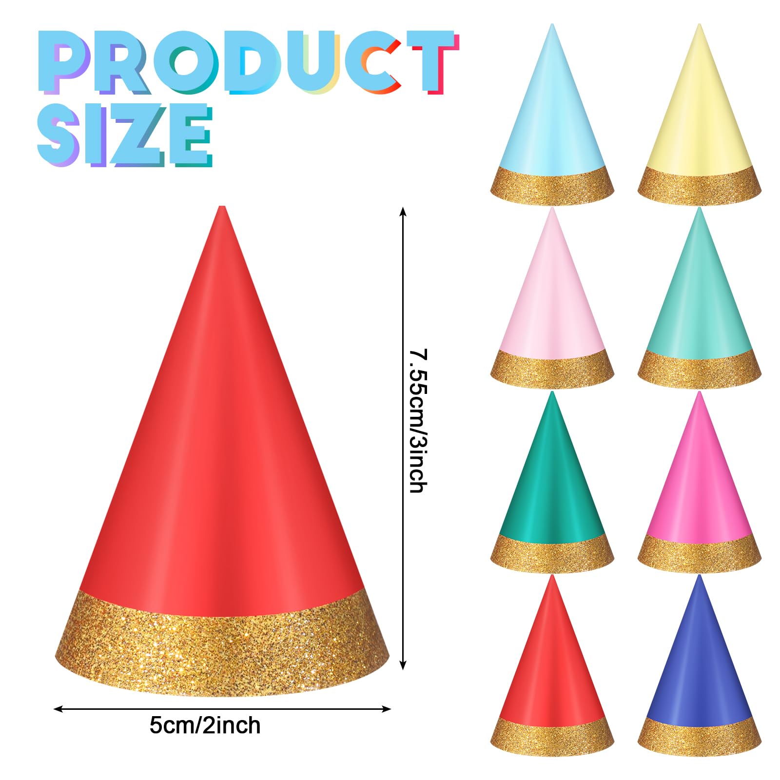 Panitay paper cone birthday hats with glitter enhance festive photos and crafting